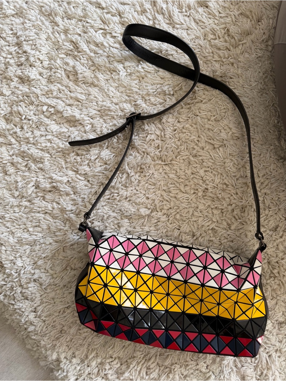 Issey Miyake Pink, Yellow & Black Geometric Crossbody Bag